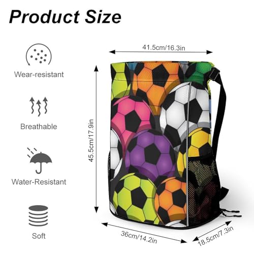 Colorful Soccer Balls Sports Bundle Pocket Wet Dry Separation Backpack