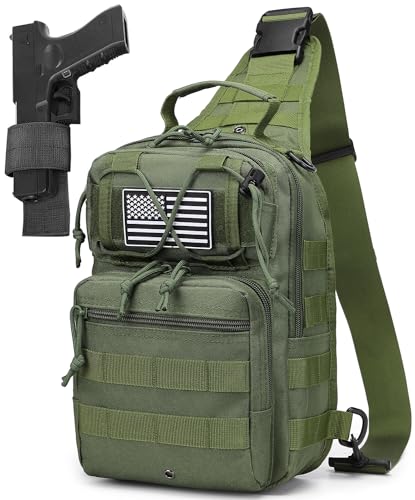 Tactical Sling Backpack Military Crossbody Bag Pack for Mens One Shoulder Holster Sling Bag 10L - color: Green