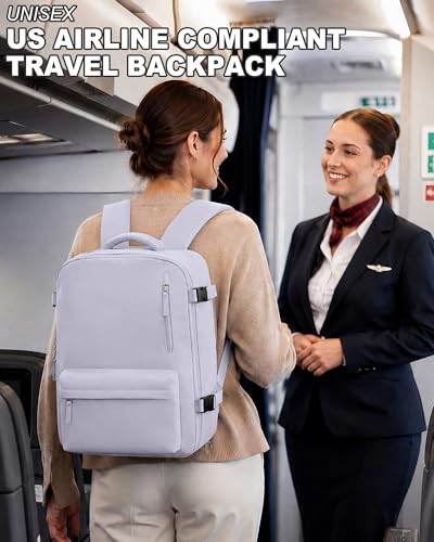 VECAVE 18x14x8 TSA-Approved Personal Item Backpack – Under Seat Carry-On Travel Bag for Women, Fits 15.6" Laptop, with Water Bottle & Shoe Pouch, Airline Travel Backpack Flight approved Purple - color: H3-purple, size: Large