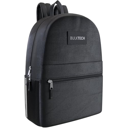1 Pack Backpack, Wholesale 17-Inch Lightweight Bookbags for Kids, Adults, School, Classroom, Travel, Gym with 1 Large, 1 Small, 2 Side Pockets, Perfect for Events, Corporate Bundles, Black