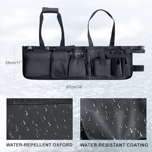 Fishing Bucket Organizer with Bucket Cover Fishing Tackle Bag with Rod & Plier Holder, Multi-Pockets for 5 Gallon Bucket Fishing Gear & Accessories Father Gifts - color: Black