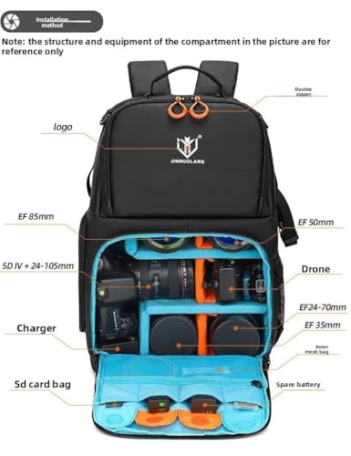Camera Backpack, Large Capacity Outdoor DSLR Backpack, Compatible with 15.6-Inch Laptops, Canon and Nikon, Black - color: 9013-black