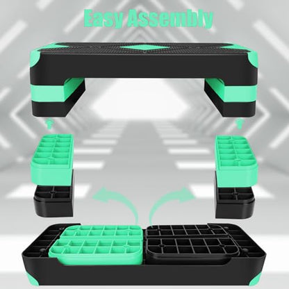 Exercise Workout Aerobic Step Platform Trainer, 27" Aerobic Stepper with 4"-6"-8" Adjustable Height Risers