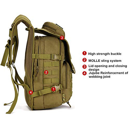40L Tactical Military Molle Backpack Water&Abrasion Resistant Trekking Bag for Outdoor Traveling Mountaineering Hunting (Desert Digital) - color: Desert Digital