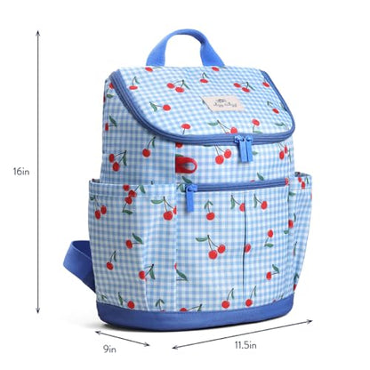 Itzy Ritzy Toddler & Kids Backpack - Lightweight Preschool & Elementary School Bag with Padded Straps, Trolley Sleeve, 2 Side Pockets, Tablet Sleeve & Name Label (Cherries) - color: Cherries