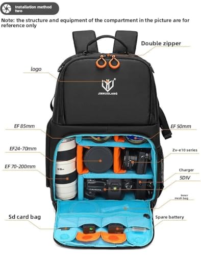 Camera Backpack, Large Capacity Outdoor DSLR Backpack, Compatible with 15.6-Inch Laptops, Canon and Nikon, Grey - color: 9013-grey