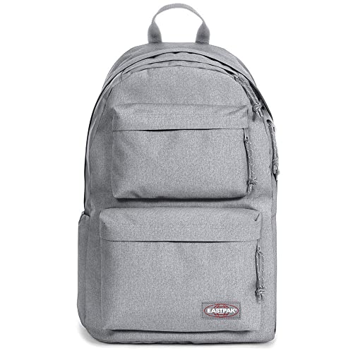 EASTPAK Padded Double – 24L Squared Backpack with Dual Front Pockets, 13” Laptop Sleeve, Bottle Holder & Padded Straps, Sunday Grey - color: Sunday Grey