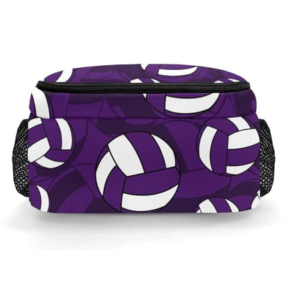 Dark Purple Volleyball Pattern Backpack Laptop Bag Bookbags Personalized Travel Daypack Bag for Man Woman Gifts - color: Dark Purple Volleyball Pattern