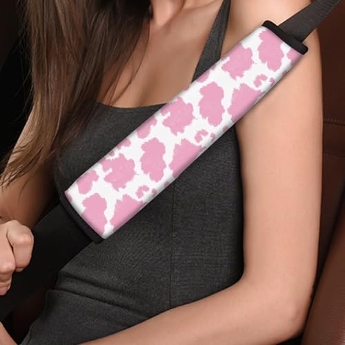 Pink Cow Print Car Seat Belt Pads for Women,Pink Seat Belt Cover Auto Accessories Universal Fit Vehicles SUV Van Shoulder Straps Seat Betl Covers,Decor Accessories - color: Pink Cow Print