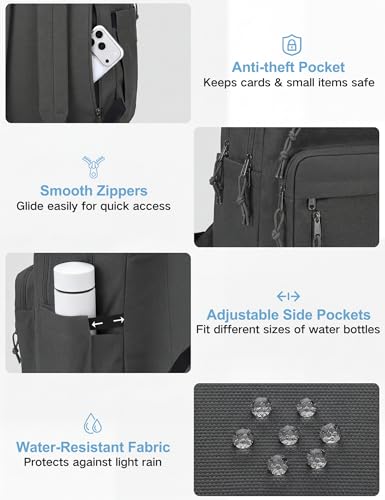 VASCHY School Backpack,Two Compartments Daypack Bookbag Schoolbag for Middle School Teen Boy Girl/College/Work/Men Women Gray - color: Gray
