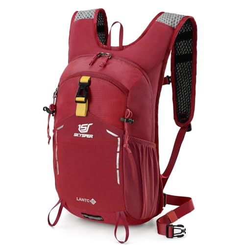 SKYSPER Small Hiking Backpack - 15L Travel Daypack Lightweight Bag Water Resistant Hiking Backpacks for Women Men(Red) - color: Lantc15-red, size: Small