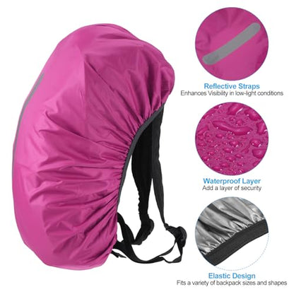 PATIKIL Waterproof Backpack Rain Cover, Non-Slip Backpack Cover with Vertical Reflective Strap Stay Dry for Hiking, Camping, Hunting - color: Rose Red, size: Medium
