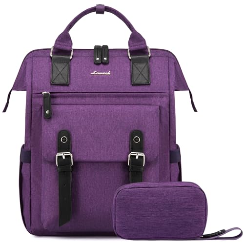 LOVEVOOK Laptop Backpack for Women Teacher Doctor Nurse Bags Work Backpack Purse Business Computer Bag, College Daypack, Anti-theft Travel Backpack with USB Charging Port, Dark Purple - color: Dark Purple-black, size: 15.6 Inch