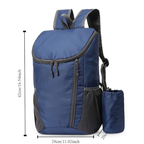 Portable Foldable Backpack Folding Mountaineering Bag, Ultralight Outdoor Cycling Rucksack, Travel Hiking Knapsack (Dark Blue) - color: Dark Blue