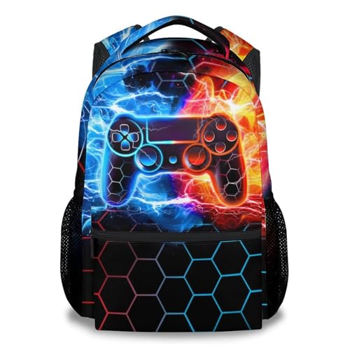 Backpack for Boys - 17 Inch Gaming Backpacks for Kids, Lightweight Video Game Schoolbag for Kindergarten Elementary School - color: Orange