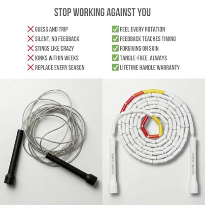 Pro-Grade Beaded Jump Rope for Beginners - color: White/Red/Orange/Yellow