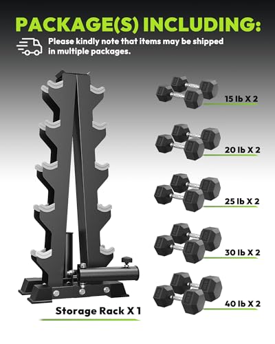 HANDBODE A-Frame Dumbbell Rack Heavy Duty Weight Stand for Dumbbells, Space-Saving Metal Storage Organizer, Sturdy Dumbbell Holder for Home Gym - style: 260 lb Set (15, 20, 25, 30, 40 lb) *2 & Rack