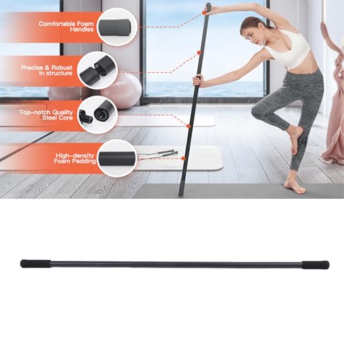 1 Yoga Stick, Sturdy Steel, Adjustable, Foam Handles, Flexibility, Balance, Versatile Exercise Stick for Yoga and Fitness