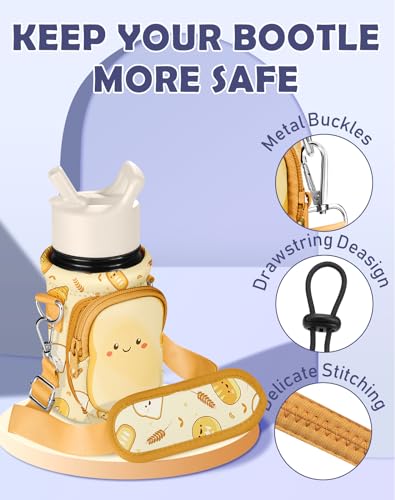 Miss Adola Water Bottle Carrier with Strap - Insulated Kids Water Bottle Holder for Boys Girls Bottle Bag for 10-18Oz - color: Toast