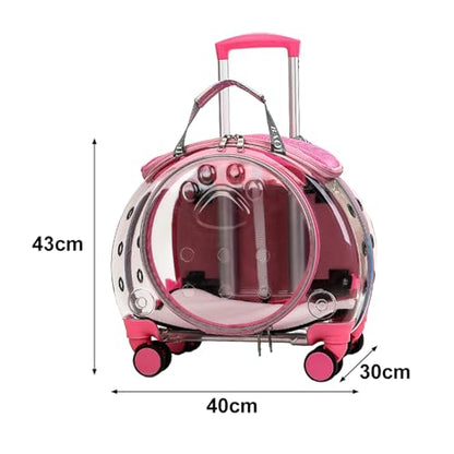 Cat Stroller, Clear Cat Carrier with Ventilation Holes, Silent Wheels, Convenient Portable Cats Dogs Backpack for Travel, Suitable for Cat Within 5kg, Dog Within 4kg Black - color: Black