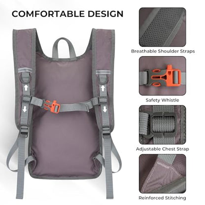 13L Small Hiking Backpack for Women Men, Lightweight Foldable Day pack, Packable Daypack for Travel, Camping (Light Purple) - color: Light Purple