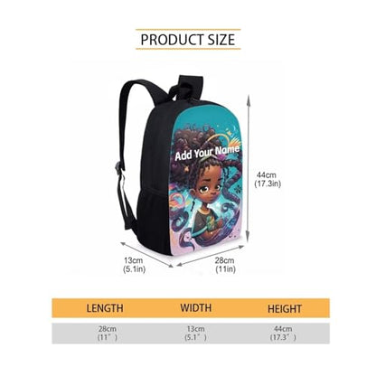 Afro Black Personized Backpack for Little Girls Bookbag Ages 6-8/8-10 Custom Name Book Bag Kids 2 Grade/3Rd Grade School Bag Hiking - color: African Black Girl-20