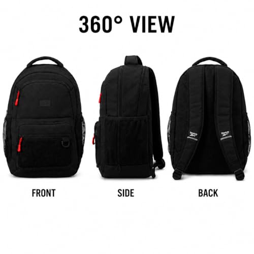 Reebok Backpack - Multipurpose Lightweight Carry On Everyday Laptop Gym Travel Commuter Backpack, Aire Black - color: Aire Black