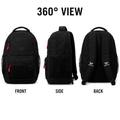 Reebok Backpack - Multipurpose Lightweight Carry On Everyday Laptop Gym Travel Commuter Backpack, Aire Black - color: Aire Black