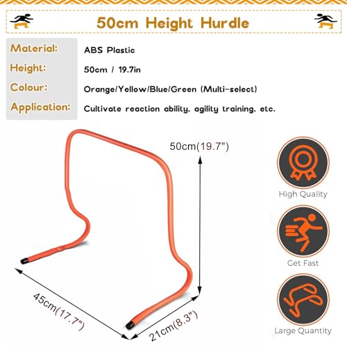 Mini Hurdles for Track and Field, 6" 9 12 16 20 24 Inch Speed Hurdles for Agility Training, Kids/Athletes/Basketball/Baseball/Soccer/Football Indoor Outdoor Sports Equipment(50cm/20in) - size: 50cm/20in