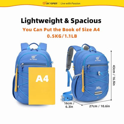 SKYSPER Kids Backpack 18L Children School Bag Child Boy Girl Pack Ages 4-8 for Traveling Day Trips Classes(Blue) - color: Blue, size: Medium