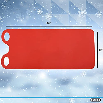 Superio Snow Slider Mat, Flexible Snow Sled Flying Carpet, Roll up Sleds for Kids 36" / Adults 54" Lightweight Plastic Snowboard Sled, 1 Pack - color: Red, size: 54"