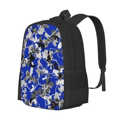 Lightweight Polyester Daypack Blue Camouflage Print, Anti Theft Large Capacity Travel Hiking Backpack Unisex Carry On Bag for Outdoor Commute Business Use - color: Design (661)