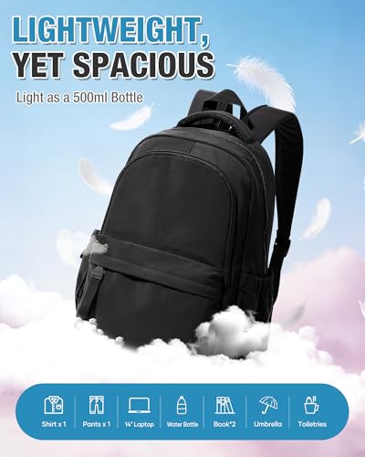 Black Backpack for Men Women, Lightweight Basic Causal Daypack Travel Carry on Backpack for Teens Boys and Girls Fits 15.6 Inch Laptop - color: J-black
