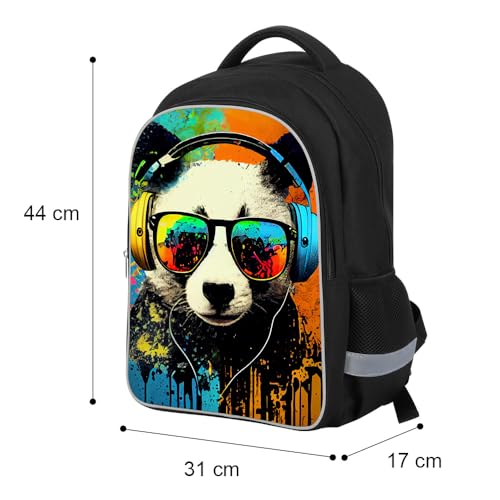 HiMagics Trendy School Backpack for Teen Boys Girls, Aesthetic Middle High School Bookbag with Laptop Compartment, Lightweight Primary Senior School Travel Bag rucksack for K-12th Grade Students - color: A01-panda