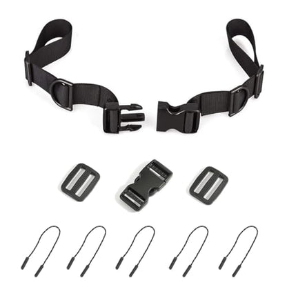 1 Pack Backpack Chest Straps,with 1 Quick Release Buckle,2 Slide Clips 5 Zipper pulls-Black US224