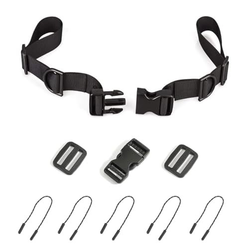 1 Pack Backpack Chest Straps,with 1 Quick Release Buckle,2 Slide Clips 5 Zipper pulls-Black US224