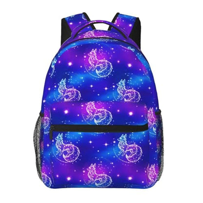 Lightweight Laptop Backpack Galaxy Wolf, Water Resistant Work Daypack with Inner Pocket for Office Commute and Travel - color: Pattern (258)