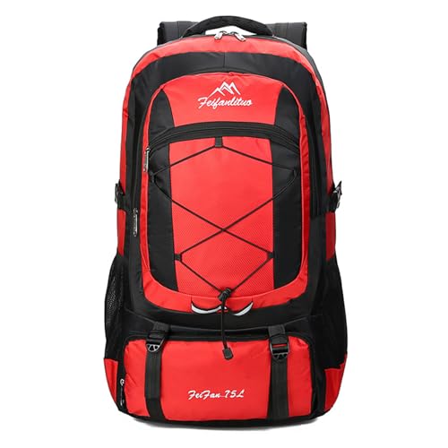 75L Hiking Backpack Trekking Rucksack Waterproof Daypack Durable Backpack for Women Men Camping Climbing Travel Outdoor Sports Red - color: Red