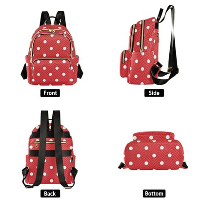 susiyo Red White Polka Dot Print Backpack for Women Red White 10L Bag Classic Ladies Backpacks Travel Casual Daypack - color: Red White, size: Small