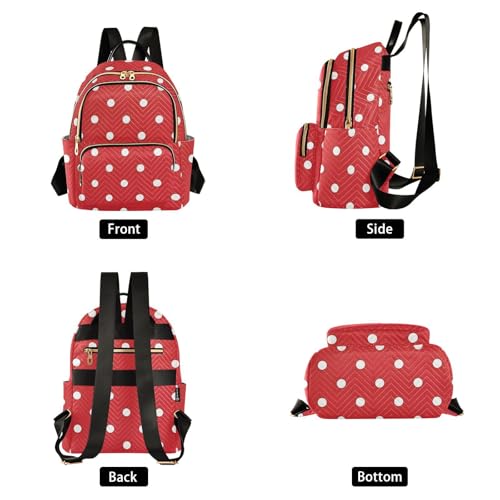 susiyo Red White Polka Dot Print Backpack for Women Red White 14L Bag Classic Ladies Backpacks Travel Casual Daypack - color: Red White, size: Medium