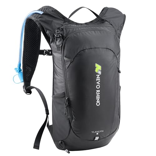N NEVO RHINO Hydration Backpack Lightweight, Small Hiking Backpack with Water Bladder 2L, Insulated Water Daypack for Cycling Running Trail Rave - color: Black