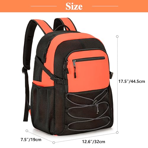 Fasrom Mesh Beach Bag Backpack with Wet Item Pocket, Swim Backpack for Pool, Travel and Gym (Patent Design, Empty Bag Only), Orange - color: Orange