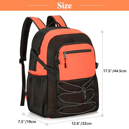 Fasrom Mesh Beach Bag Backpack with Wet Item Pocket, Swim Backpack for Pool, Travel and Gym (Patent Design, Empty Bag Only), Orange - color: Orange