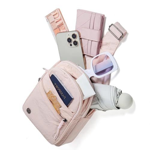 EVANCARY Small Sling Bag Crossbody Bags for Women Men, Sling Backpack Chest Daypack Cross Body Bag for Travel Outdoor - color: X Pink
