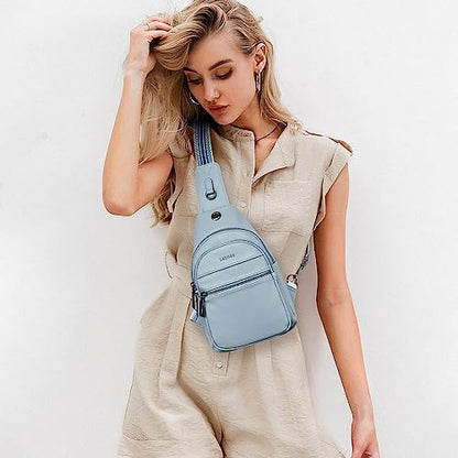 LATMAP 7L Sling Bag For Women Faux Leather Anti Theft Small Casual Daypack Backpack Fanny Pack Crossbody Chest Bags Purse Waterproof Light Blue - color: 7l-light Blue