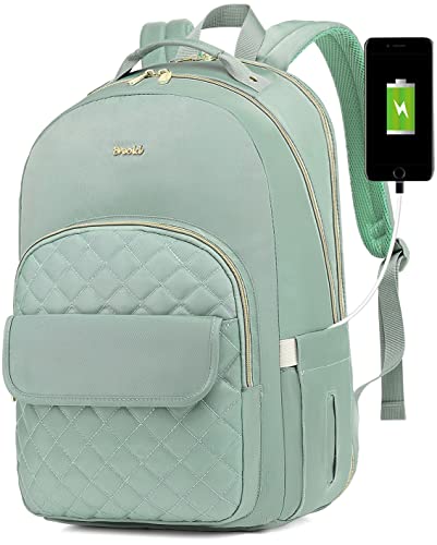 Backpack Purse for Women Bookbag for Teens Girls,School Backpack for High School College,Laptop Backpack for Women for Travel Business - color: Green, size: 15.6 inch