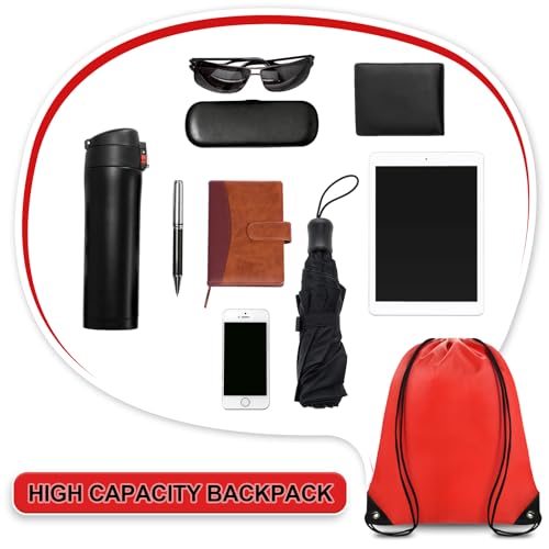 Grneric Drawstring Backpack Bulk 70Pcs String Backpack Drawstring Bags Cinch Bag Sackpack for Men Women Gym(Red) - color: Red