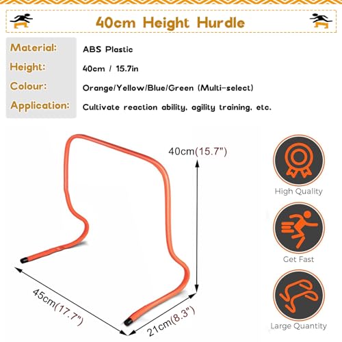 Mini Hurdles for Track and Field, 6" 9 12 16 20 24 Inch Speed Hurdles for Agility Training, Kids/Athletes/Basketball/Baseball/Soccer/Football Indoor Outdoor Sports Equipment(40cm/16in) - size: 40cm/16in