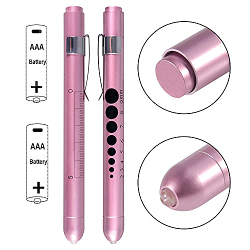 Aokin Medical Pen Light for Nurse Doctor, Reusable LED Medical Penlight Flashlight with Pupil Gauge and Ruler, White Light, Rose Gold - color: Rose Gold