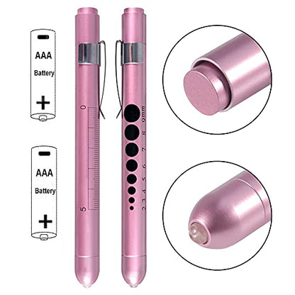 Aokin Medical Pen Light for Nurse Doctor, Reusable LED Medical Penlight Flashlight with Pupil Gauge and Ruler, White Light, Rose Gold - color: Rose Gold